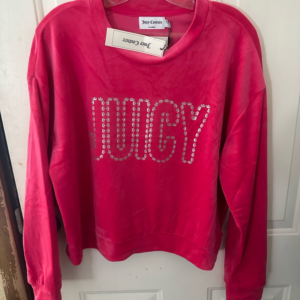 JUICY COUTURE CROPPED VELOUR LONG SLEEVE TOP: VIXEN PINK: NWT: SZ L